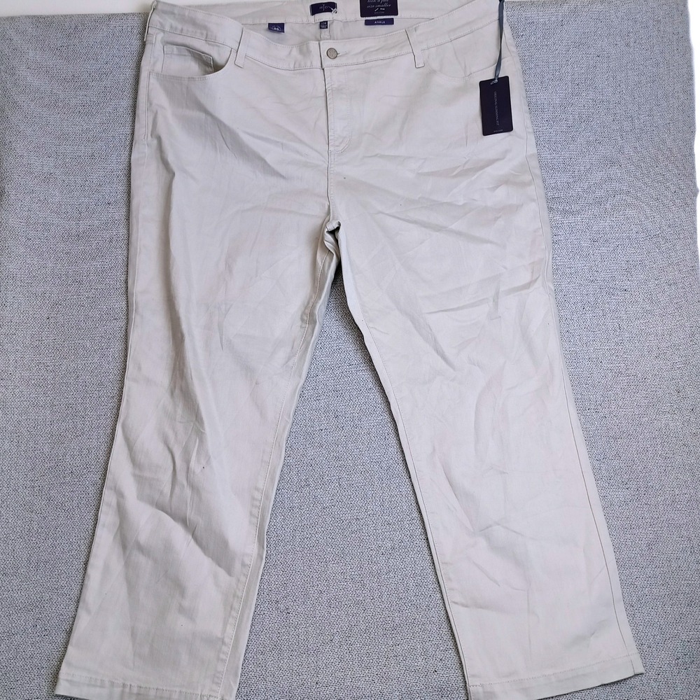 NYDJ Ankle Pants Womens 22W Beige New Lift Tuck Slimming Stretch Straight Leg